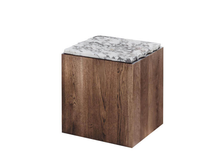 Table d'appoint en marbre en chêne et marbre-...