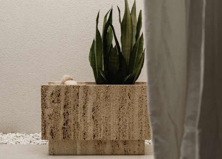 Jardinière en marbre Travertin beige - Lido par...