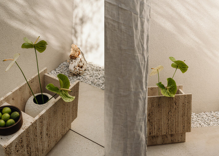 Jardinière en marbre Travertin beige - Lido par...