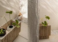 Jardinière en marbre Travertin beige - Lido par Un'Common