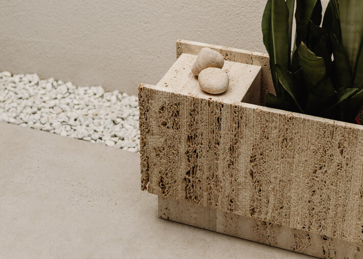 Jardinière en marbre Travertin beige - Lido par...