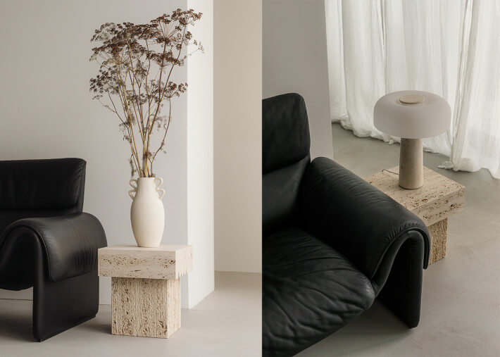 Table d'appoint en marbre beige - Oro par...
