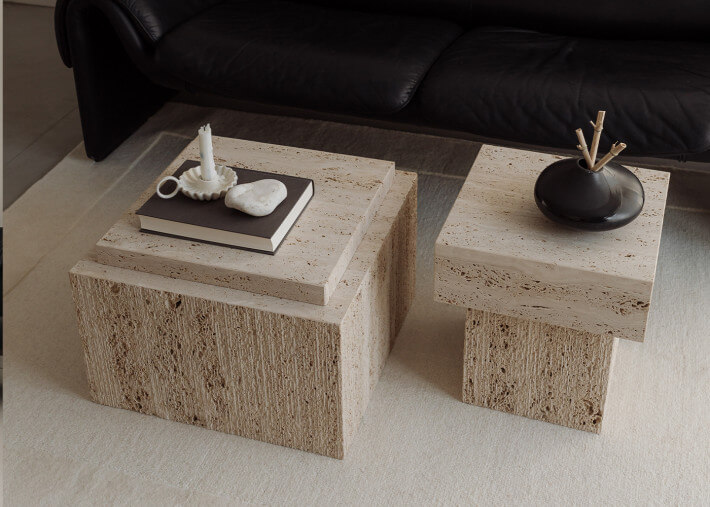 Table d'appoint en marbre beige - Oro par...