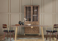 Vitrine en bois massif manguier et métal par Giner & Colomer