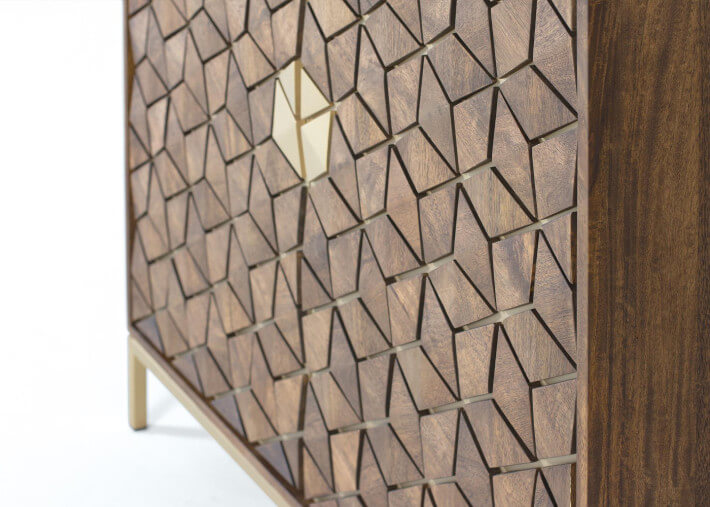 Vitrine en bois massif manguier et métal par...