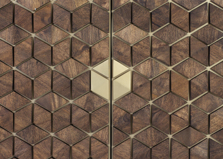 Vitrine en bois massif manguier et métal par...