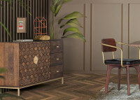 Buffet en bois manguier 2 portes 3 tiroirs par Giner & Colomer