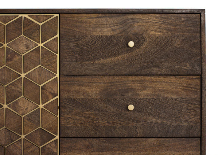 Buffet en bois manguier 2 portes 3 tiroirs par...