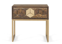 Table de chevet en bois de manguier et métal doré par Giner & Colomer