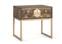 Table de chevet en bois de manguier et métal doré par Giner & Colomer