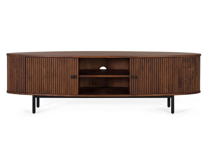 Meuble TV avec 2 portes en bois d'acacia par...