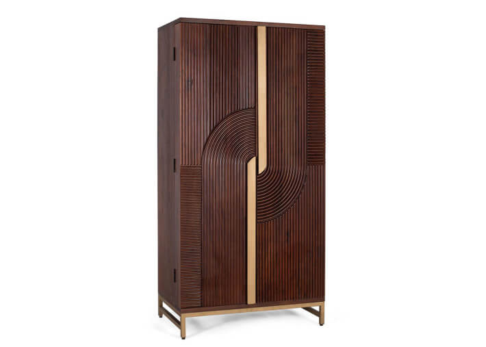 Meuble bar en bois de manguier et métal par...