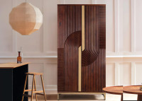 Meuble bar en bois de manguier et métal par Giner & Colomer