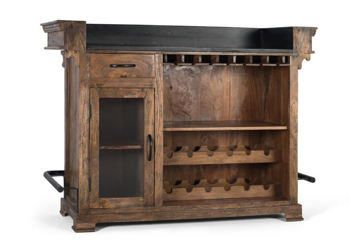 Comptoir de bar en bois en manguier et métal...