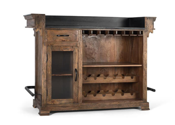 Comptoir de bar en bois en manguier et métal...