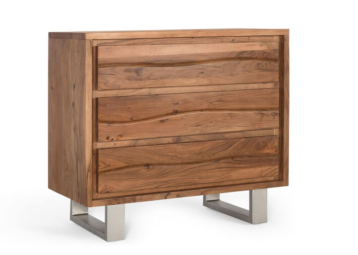 Commode en bois d'acacia et métal 3 tioirs par...