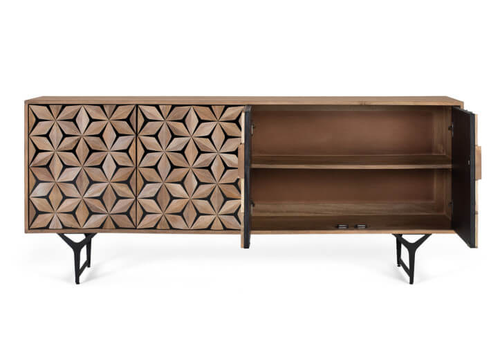 Buffet 4 portes en bois de manguier L 177 cm...