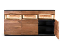 Buffet en bois d'acacia et noir avec éclairage par Giner & Colomer