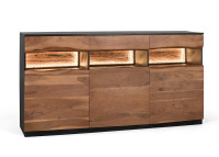 Buffet en bois d'acacia et noir avec éclairage par Giner & Colomer