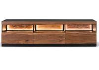 Meuble TV en bois d'acacia et noir avec éclairage par Giner & Colomer