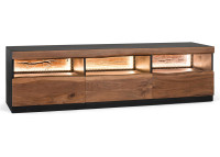 Meuble TV en bois d'acacia et noir avec éclairage par Giner & Colomer