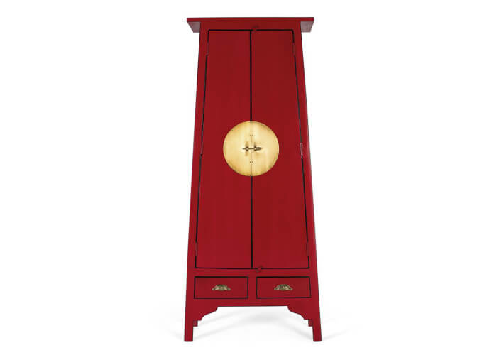 Armoire rouge 2 portes 2 tiroirs en bois de...