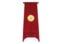 Armoire rouge 2 portes 2 tiroirs en bois de manguier par Giner & Colomer