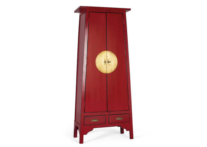 Armoire rouge 2 portes 2 tiroirs en bois de...