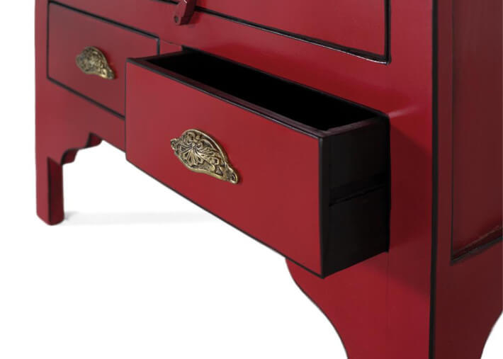 Armoire rouge 2 portes 2 tiroirs en bois de...