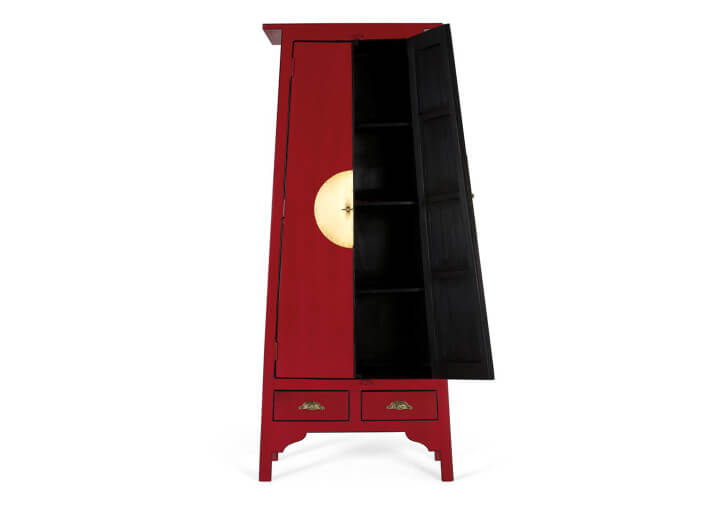 Armoire rouge 2 portes 2 tiroirs en bois de...