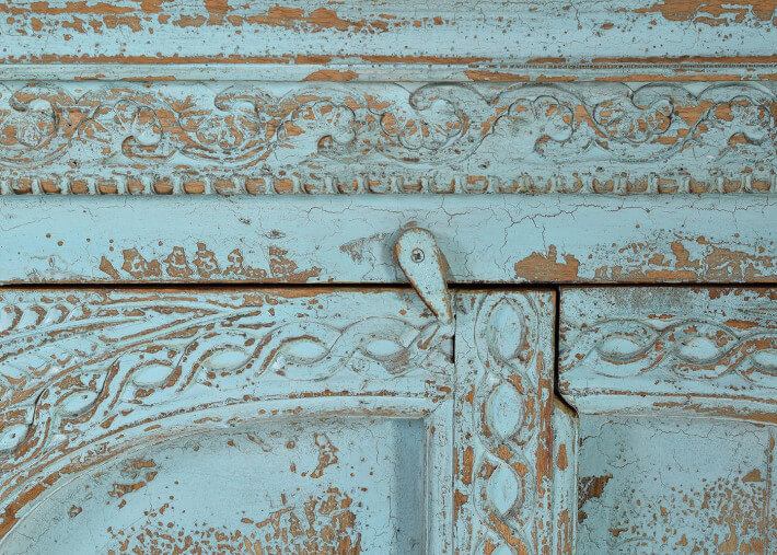 Buffet bleu en bois de manguier 4 portes par...