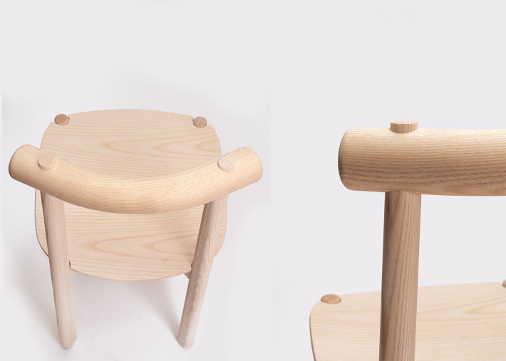 Détail du dossier de la chaise Mibu Ondarreta