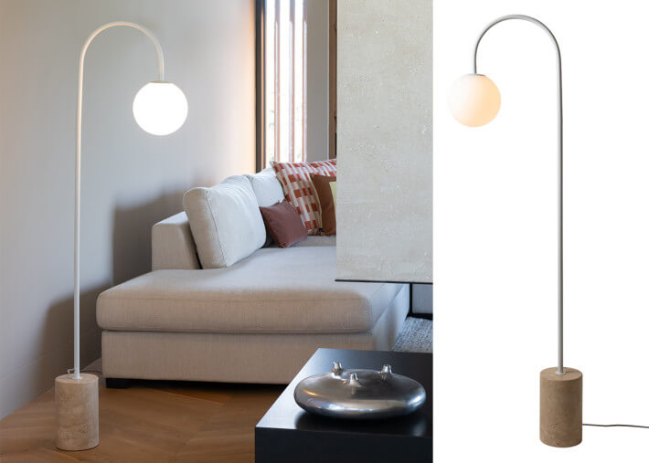 Lampadaire chic en marbre blanc sable marron...