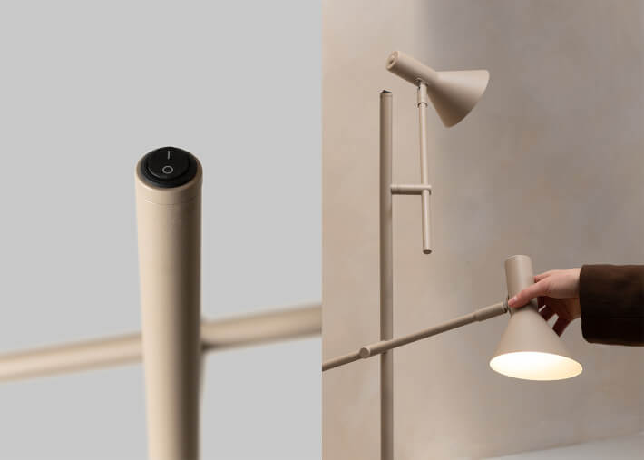Lampadaire design orientable bordeaux ou sable...