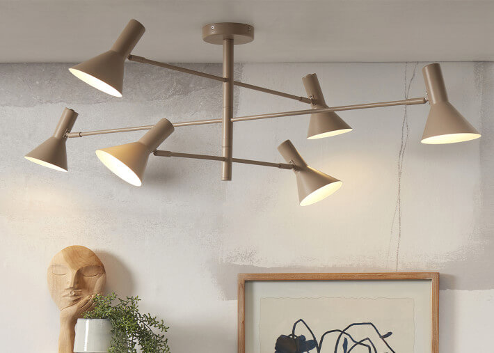Suspension 6 abat-jour orientables sable ou...