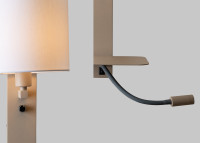 Applique avec tablette et liseuse taupe + abat-jour 4 coloris Flow It's About Romi