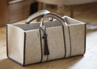 Porte-bûches en laine beige taupe marron - Feeling Basket Catia Luca