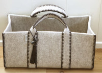 Porte-bûches en laine beige taupe marron - Feeling Basket Catia Luca