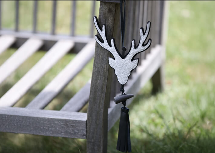 Cerf décoratif à pendre en cuir + feutre de...