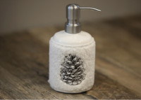 Duo d'accessoires de salle de bain en céramique et tissu bouclé - Catia Luca