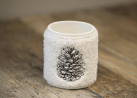 Duo d'accessoires de salle de bain en céramique et tissu bouclé - Catia Luca
