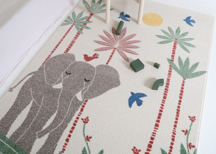 Tapis enfant original motif éléphant - Mamalena...