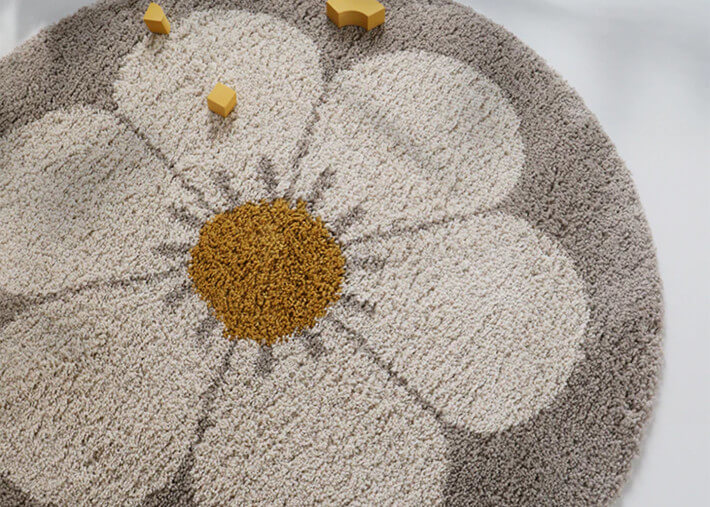 Tapis rond motif fleur 2 coloris - Bohemian...