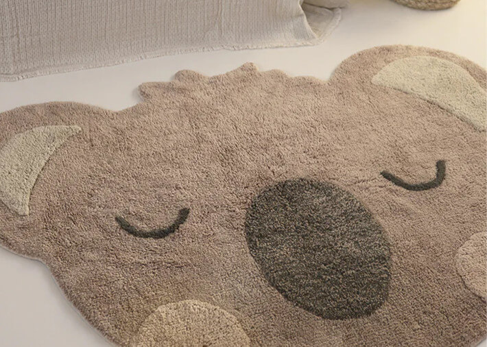 Tapis chambre enfant coton lavable koala little...