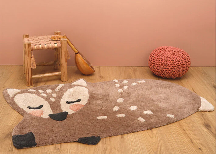 Tapis enfant coton lavable petit faon Little...