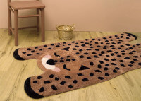 Tapis enfant coton lavable motif guépard 65x125 Little Cheetah par Nattiot