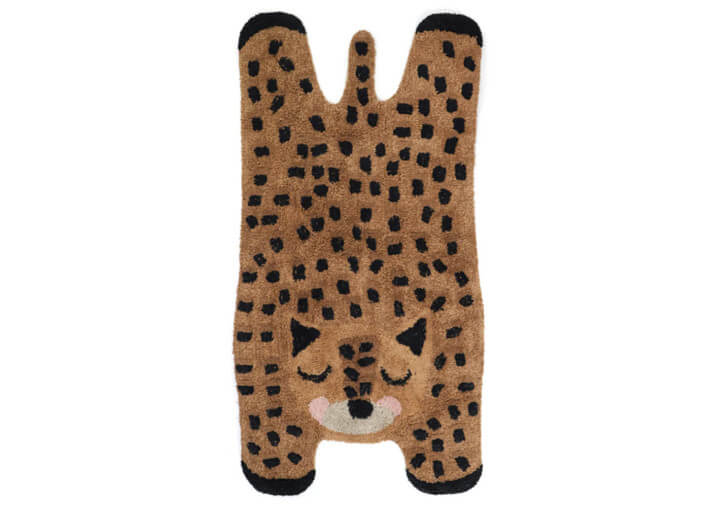 Tapis enfant coton lavable motif guépard 65x125...