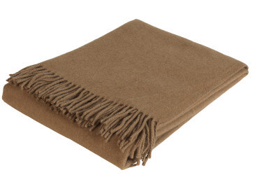 Plaid en laine de chameau a franges camel 130X180 par...