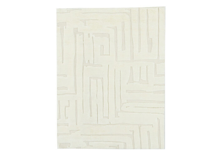 Tapis en laine au design chic kaki écru ou...