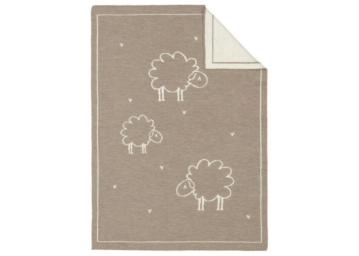 Plaid Lilly taupe 75 x 100 cm en laine mérinos